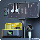 Microfone bluetooth  lapela Estojo de Carregamento + Visor de Bateria